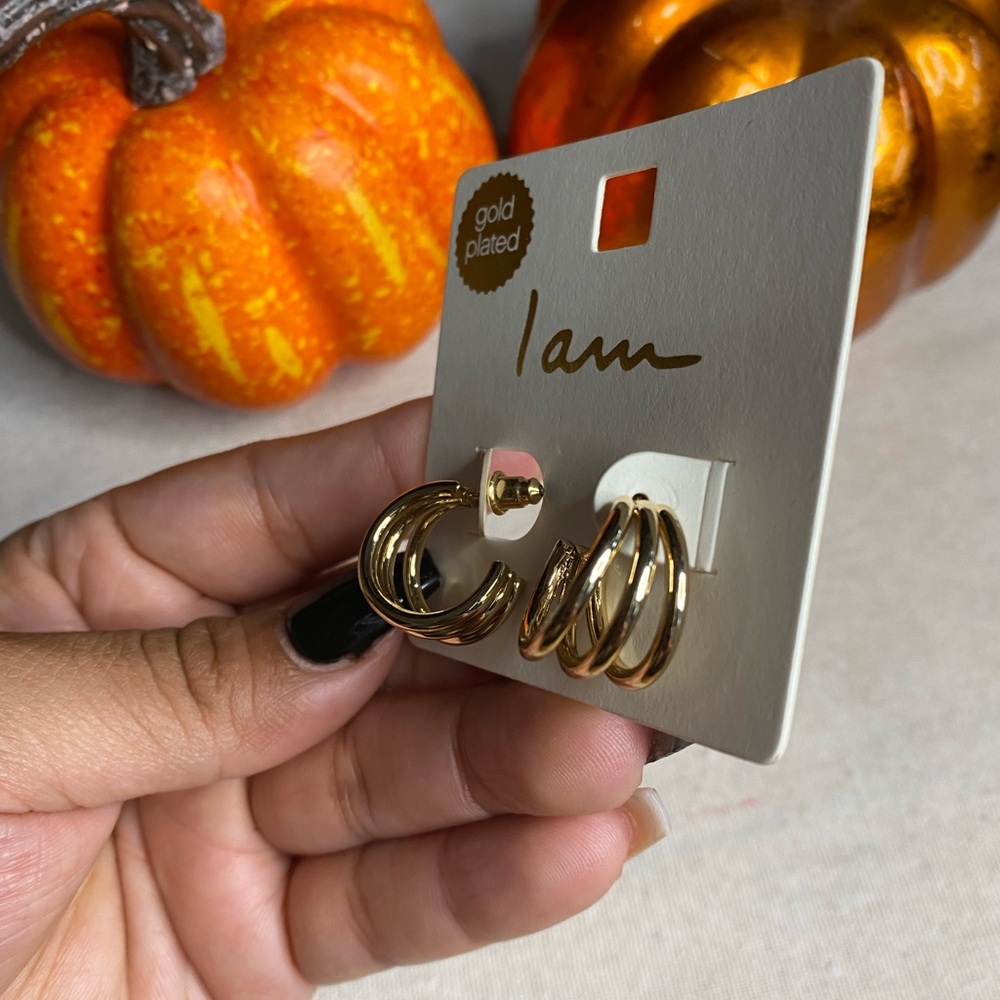 I Am Gold Plated Earrings Hoops - Picture 4 of 5